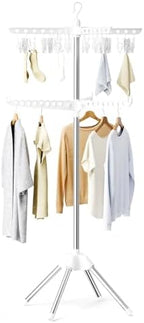 Foldable Clothes Drying Rack, Rotatable Free Standing drying rack, 2 Layer by ABIGLIFTY