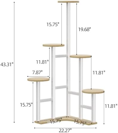 Corner Plant Stand Indoor with Grow Lights 6 Tiered Corner Plant Shelf - Image 2