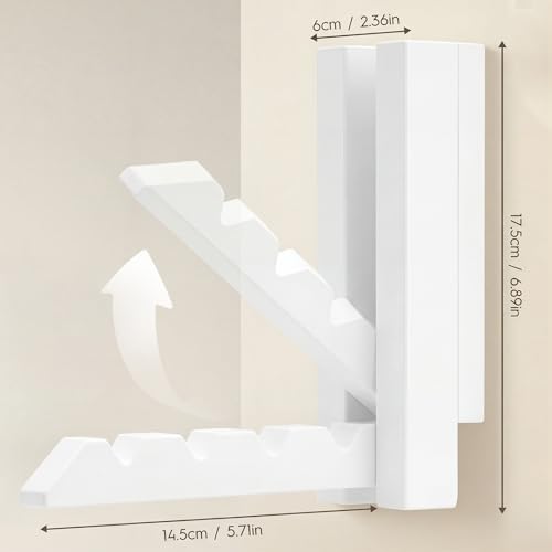 2 Pack Clothes Drying Rack Wall Mounted, Space Saver Wood Wall Mounted Folding - Image 2