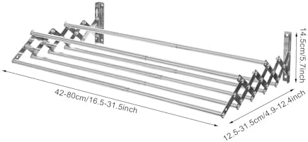 Retractable Wall Clothes Rack, Wall-Mounted Accordion Laundry Rack Silver - Image 2
