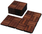 Acacia Wood Interlocking Deck Tiles 10 Pcs, Waterproof and Easy Installation by Unknown