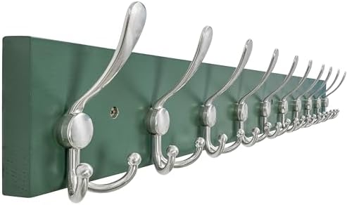 SKOLOO Creations Forest Green Solid Wood Wall Mounted Coat Rack, 10 Hooks by SKOLOO