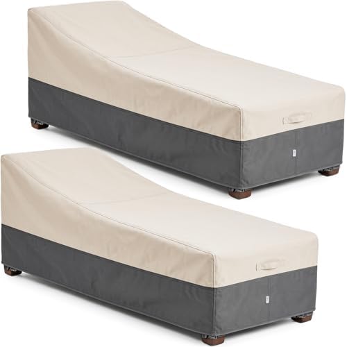 Extra Heavy Duty Patio Chaise Lounge Cover Waterproof 2 Pack by Kikcoin