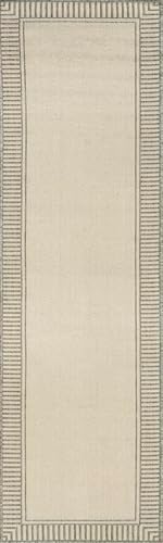 nuLOOM Asha Light Grey Bordered Indoor/Outdoor Runner Rug - Image 3