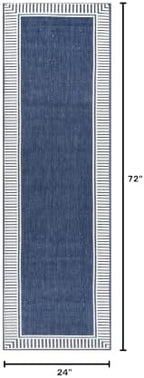 nuLOOM Asha Navy Bordered Power Loomed Indoor/Outdoor Runner Rug - Image 2