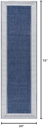 nuLOOM Asha Navy Bordered Power Loomed Indoor/Outdoor Runner Rug - Image 2