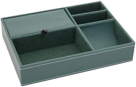 Juvale 5 Compartment Emerald Green Leather Valet Tray - Image 3