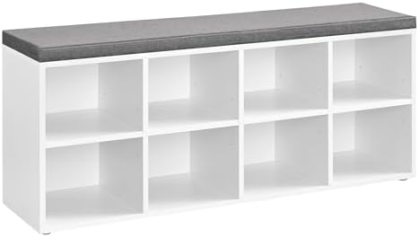 VASAGLE Shoe Bench with Cushion, 8 Compartments, 4 Adjustable Shelves by VASAGLEbySONGMICSHOME
