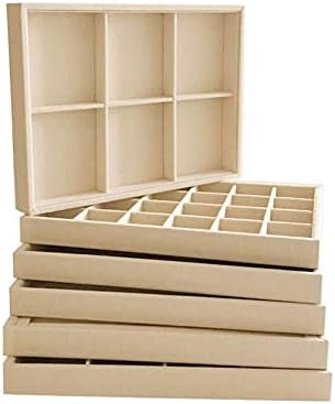 Beige Jewelry Organizer Tray 6 Compartment Medium, Stackable Display Tray - Image 6