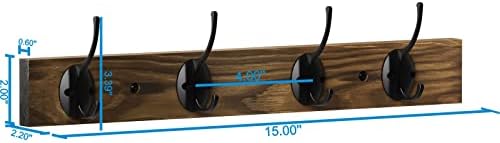 VERTORGAN 2 Pack Wall Mounted Wooden Hat Rack, 4 Hooks Entryway - Image 6