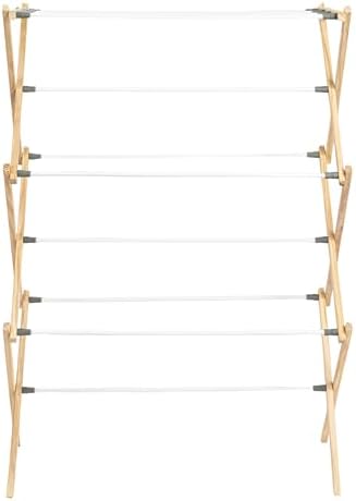 Household Essentials X-Frame Clothes Drying Rack, Stabile Wood Frame - Image 3