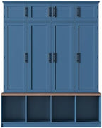LUMISOL Wide Hall Tree with Storage Bench & Shoe Cube Storage, Mudroom Coat - Image 7
