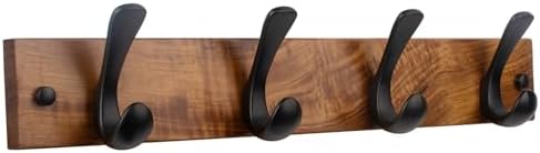 Wooden Coat Rack Wall Mount, Teak Solid Wood Coat Hanger by KILOSTEP