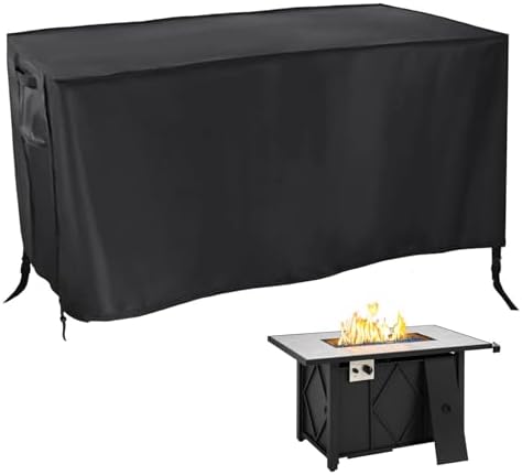 420D Waterproof Fire Pit Cover Rectangular 43"L x 22"W x 25"H Black by Rilime