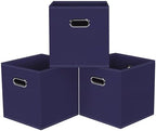 Black Foldable Storage Cubes Bins, Fabric Storage Box Cubes Organizer Baskets by HEAYEEG
