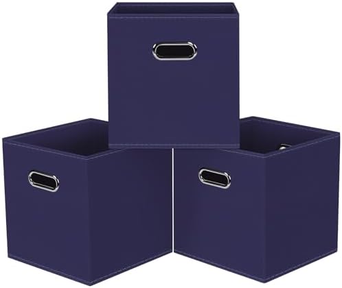 Black Foldable Storage Cubes Bins, Fabric Storage Box Cubes Organizer Baskets by HEAYEEG