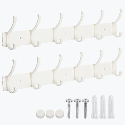 Dntorx Coat Rack Wall Mount, 2 Pack White Coat Hooks Hanger Wall by Dntorx