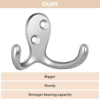 Homanu 54 Pack Silvery Coat Hooks Wall Mounted Double Prong - Image 3
