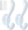 2 Pack Coat Hooks Wall Mount Heavy Duty Utility Retro Double Hooks by PEOIAOY
