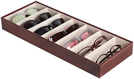 J JACKCUBE DESIGN 7 Slot Sunglasses Organizer, Leather Eyeglass Storage Tray Box by JACKCUBEDESIGN