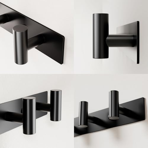 Black Wall Mounted Coat Rack – 5 T-Shaped Hooks on 16.5" Rail - Image 5