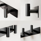 Black Wall Mounted Coat Rack – 5 T-Shaped Hooks on 16.5" Rail - Image 5