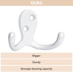Homanu 34 Pack White Coat Hooks Wall Mounted Double Prong - Image 3