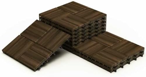 Solid Acacia Wood Interlocking Deck Tiles Snap Together Floor by KIPONURA