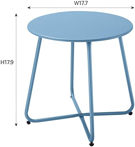 Small Patio Side Table, Round Metal Side Table, Weatherproof, Outdoor End Table - Image 3