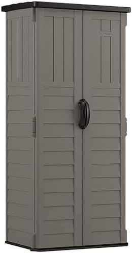 Suncast 22 Cu Ft, Vertical Storage Shed, Pad-Lockable Double Doors by Unknown