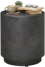 HOMCOM Outdoor Side Table Round Small End Table Concrete Finish Dark Gray by HOMCOM