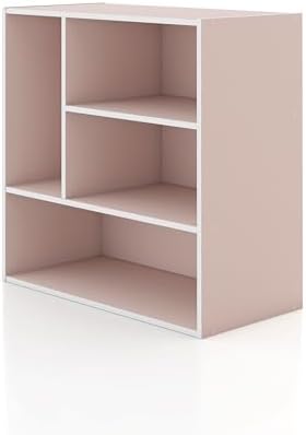 Homes: Inside + Out Apexa 4-Vertical Storage Organizer Shelves, Stackable Wood by HOMESInsideOut