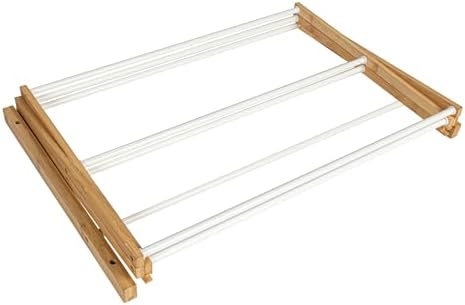 Household Essentials Bamboo and Metal Wall Mount Extendable Drying Rack - Image 6