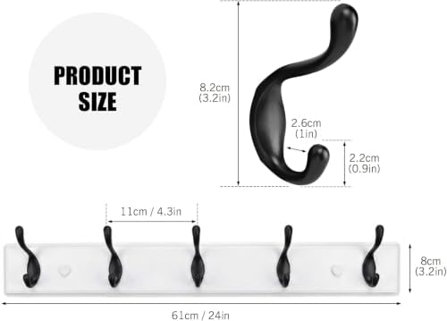 Heavy Duty Wooden Coat Rack, Wall-Mounted, 24 Inch - Image 2