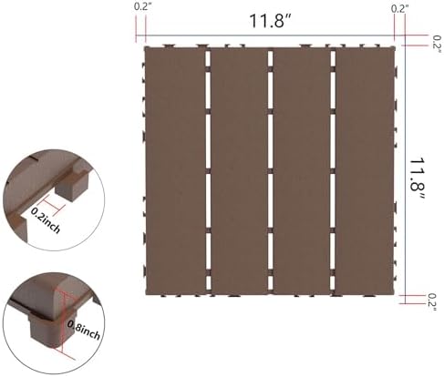 44 Pack Interlocking Deck Tiles, 12x12 Inch Modern Plastic Outdoor Flooring - Image 3