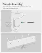 SONGMICS Wall-Mounted Coat Racks, 8 Dual Metal Hooks - Image 6