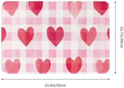 Rectangular Grid of Red Hearts Home Non Slip Mat, Vibrant Colors, Personalized - Image 3