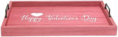 Elegant Designs HG2000-DPV Heart Decorative Wood Serving Tray w/Handles - Image 2