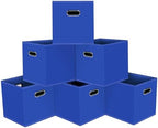 Black Foldable Storage Cubes Bins, Fabric Storage Box Cubes Organizer Baskets by HEAYEEG
