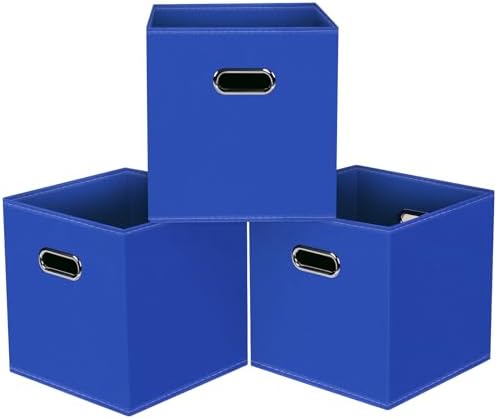 Black Foldable Storage Cubes Bins, Fabric Storage Box Cubes Organizer Baskets by HEAYEEG