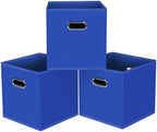 Black Foldable Storage Cubes Bins, Fabric Storage Box Cubes Organizer Baskets by HEAYEEG