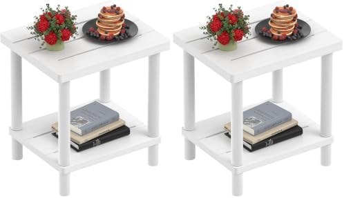 LEJANEOYE Outdoor Side Table, 2-Tier Small Outdoor Table by LEJANEOYE