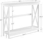 Yaheetech Narrow White Entryway Console Table, 2-Tier X-Frame Storage Shelf - Image 3