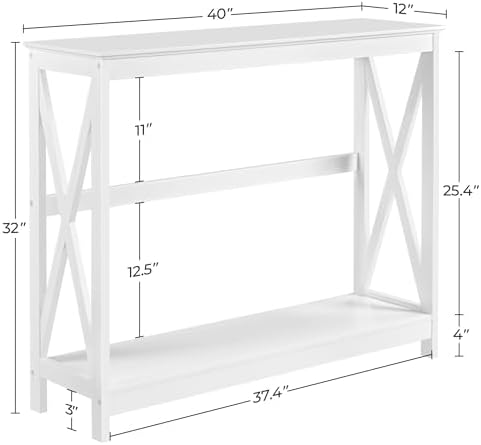 Yaheetech Narrow White Entryway Console Table, 2-Tier X-Frame Storage Shelf - Image 3
