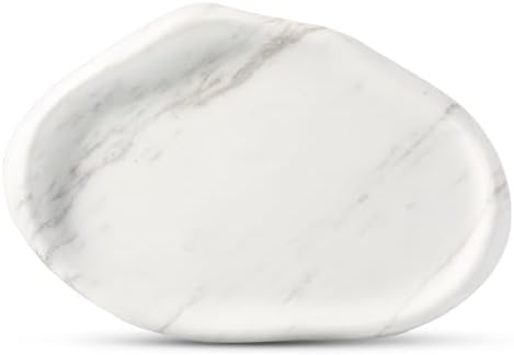 Koville Luxurious Natural White Marble Vanity Tray, Cloud Shape Serving Stone by Koville