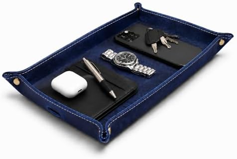 Leather Valet Tray for Men – Double Layer Genuine Leather Catchall EDC Tray for by Unknown