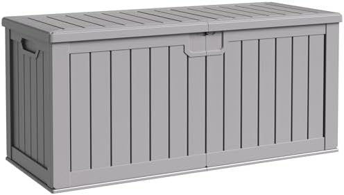 Flamaker 250 Gallon Resin Deck Box, XXL Waterproof Storage Box by Flamaker