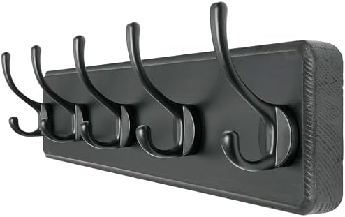 Dseap Coat Rack Wall Mount: Modern, Heavy-Duty, 17.4" Long 5-Double-Hooks by Dseap
