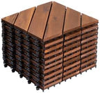 Acacia Wood Interlocking Deck Tiles 27 Pcs, Waterproof and Easy Installation by Unknown
