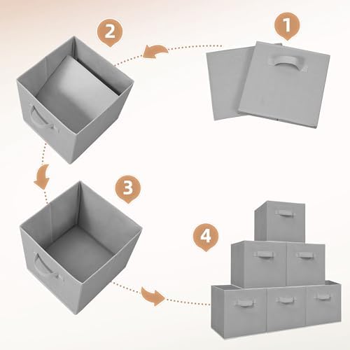 STORAGE MANIAC Storage Cubes, 11 Inch 6 Pack Collapsible Fabric Shelf Bins - Image 6